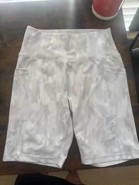 Buff Bunny High-Waist White Camo Women's Biker Shorts